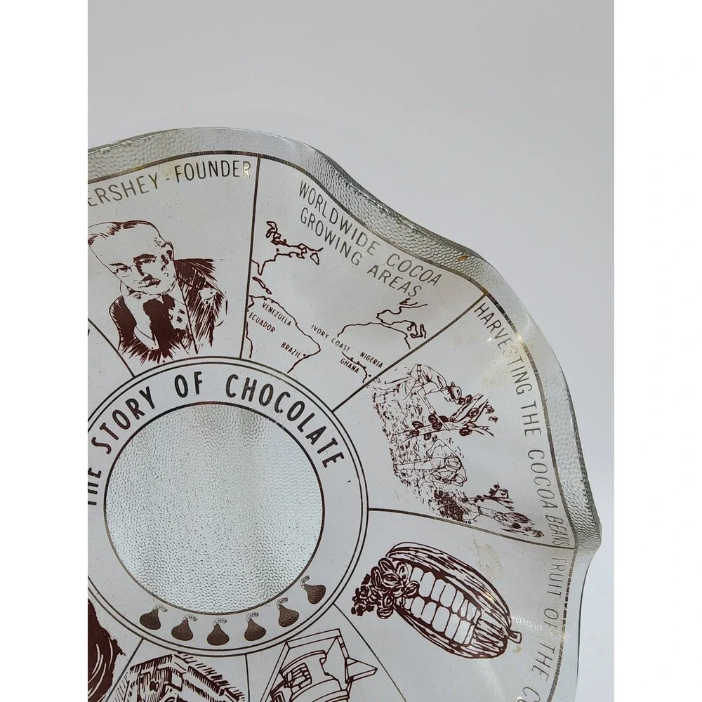 Vintage Hersheys Story of Chocolate Glass Plate Ruffled Edge 7.5in